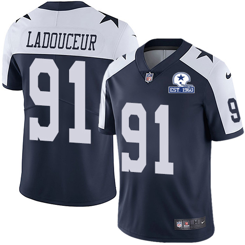 Personalized Cowboys #91 L.P. Ladouceur Navy Blue Thanksgiving Men’s Stitched With Established In 1960 Patch NFL Untouchable Limited Throwback Jersey