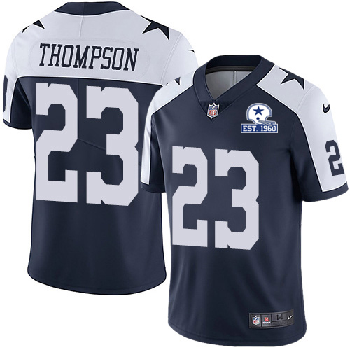 Personalized Cowboys #23 Darian Thompson Navy Blue Thanksgiving Men’s Stitched With Established In 1960 Patch NFL Untouchable Limited Throwback Jersey