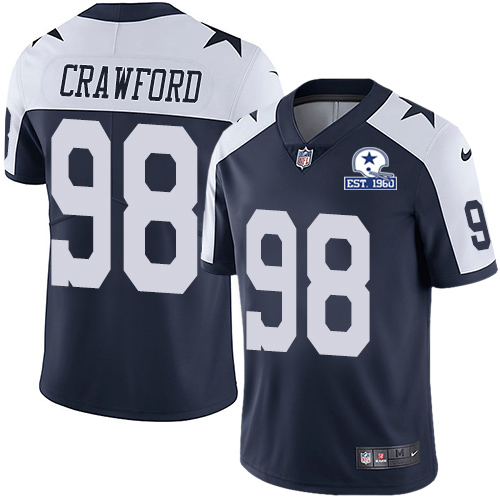 Personalized Cowboys #98 Tyrone Crawford Navy Blue Thanksgiving Men’s Stitched With Established In 1960 Patch NFL Untouchable Limited Throwback Jersey