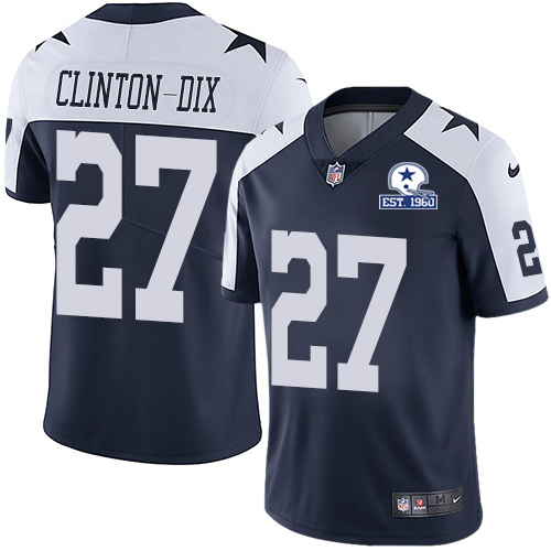 Personalized Cowboys #27 Ha Ha Clinton-Dix Navy Blue Thanksgiving Men’s Stitched With Established In 1960 Patch NFL Untouchable Limited Throwback Jersey