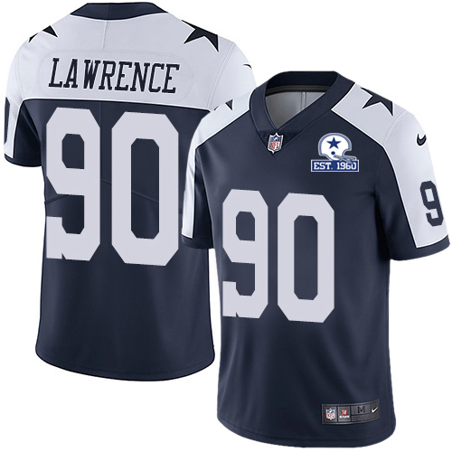 Personalized Cowboys #90 DeMarcus Lawrence Navy Blue Thanksgiving Men’s Stitched With Established In 1960 Patch NFL Untouchable Limited Throwback Jersey