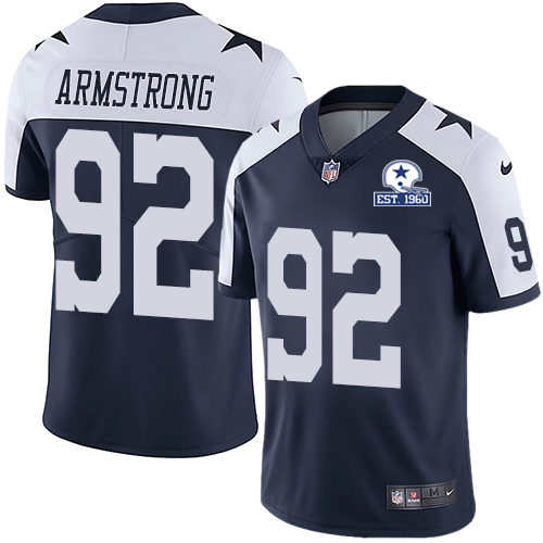 Personalized Cowboys #92 Dorance Armstrong Navy Blue Thanksgiving Men’s Stitched With Established In 1960 Patch NFL Untouchable Limited Throwback Jersey