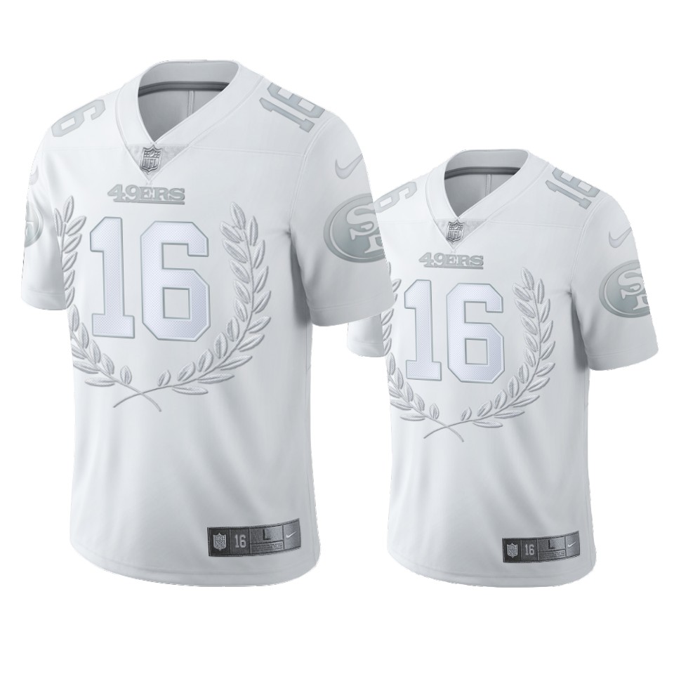 Personalized San Francisco 49ers #16 Joe Montana Men”s Platinum NFL MVP Limited Edition Jersey