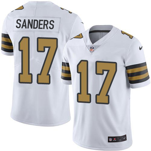 Personalized Saints #17 Emmanuel Sanders White Men’s Stitched NFL Limited Rush Jersey