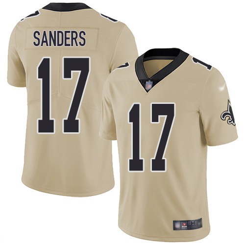 Personalized Saints #17 Emmanuel Sanders Gold Men’s Stitched NFL Limited Inverted Legend Jersey