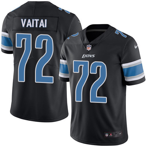 Personalized Lions #72 Halapoulivaati Vaitai Black Men’s Stitched NFL Limited Rush Jersey