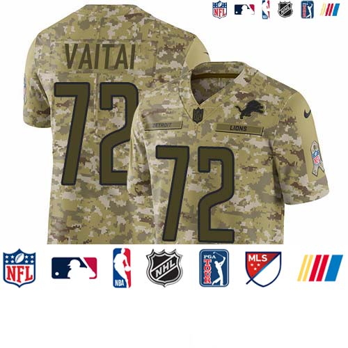 Personalized Lions #72 Halapoulivaati Vaitai Camo Men’s Stitched NFL Limited 2018 Salute To Service Jersey