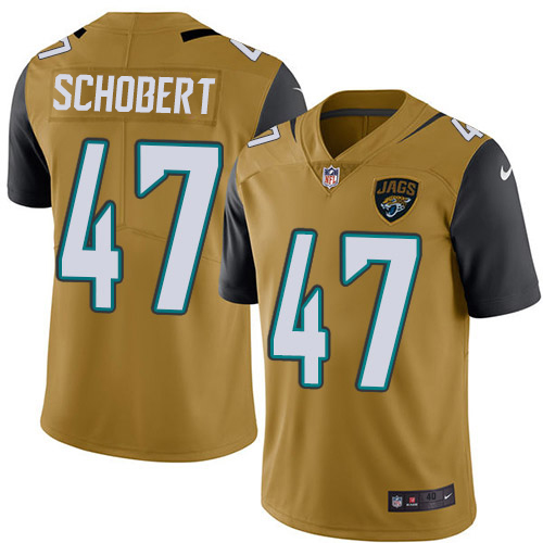 Personalized Jaguars #47 Joe Schobert Gold Men’s Stitched NFL Limited Rush Jersey