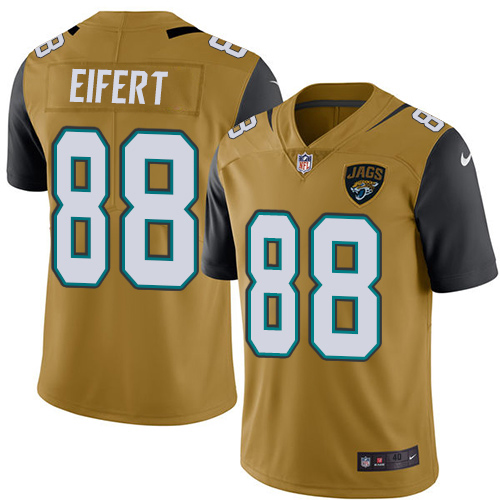 Personalized Jaguars #88 Tyler Eifert Gold Men’s Stitched NFL Limited Rush Jersey