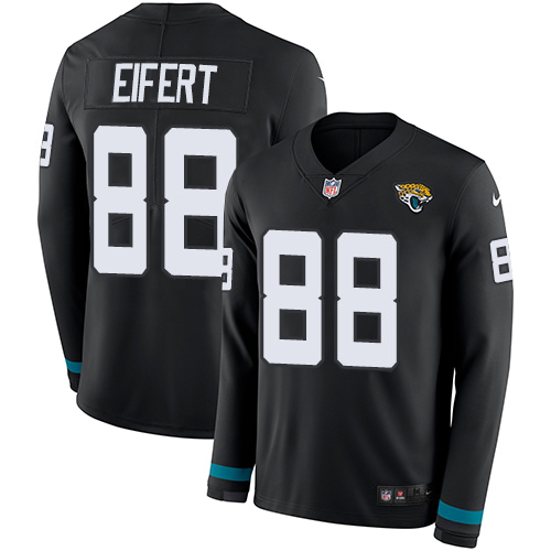 Personalized Jaguars #88 Tyler Eifert Black Team Color Men’s Stitched NFL Limited Therma Long Sleeve Jersey