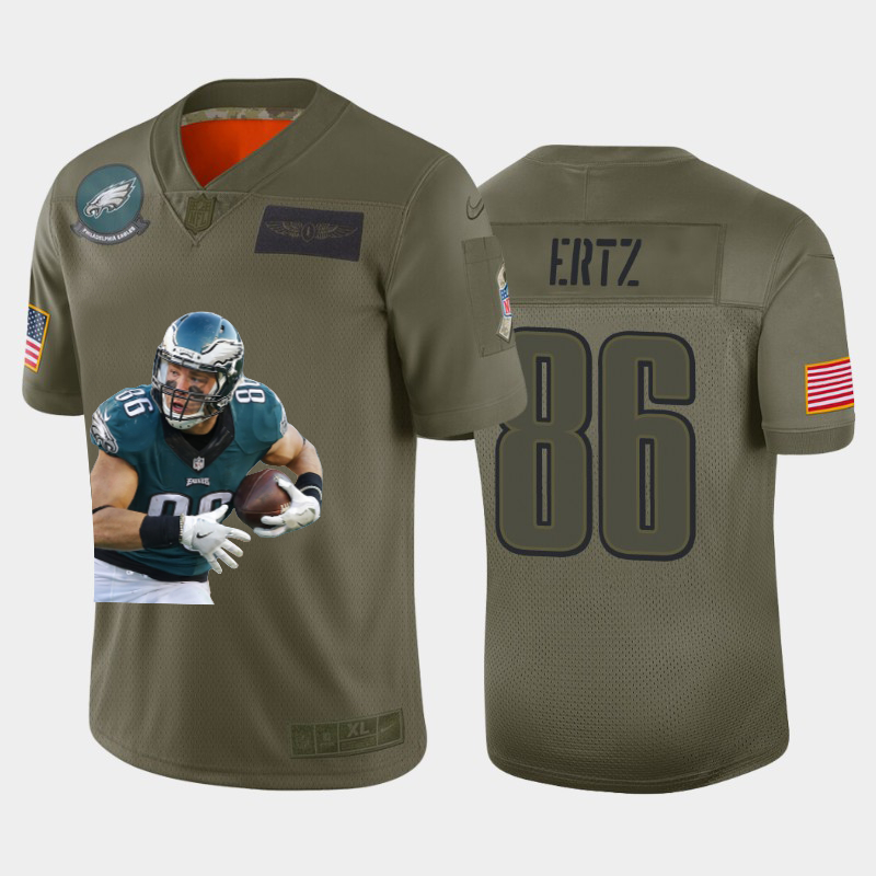 Personalized Eagles 86 Zach Ertz Olive Player Name Logo Untouchable Limited Jersey