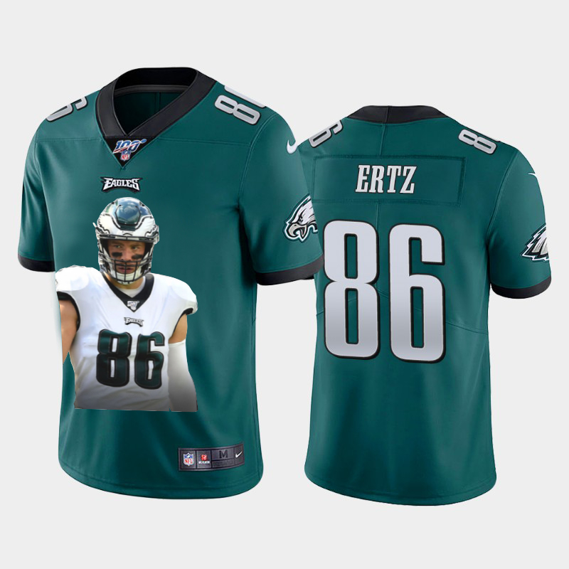 Personalized Eagles 86 Zach Ertz Green Player Name Logo 100th Season Untouchable Limited Jersey