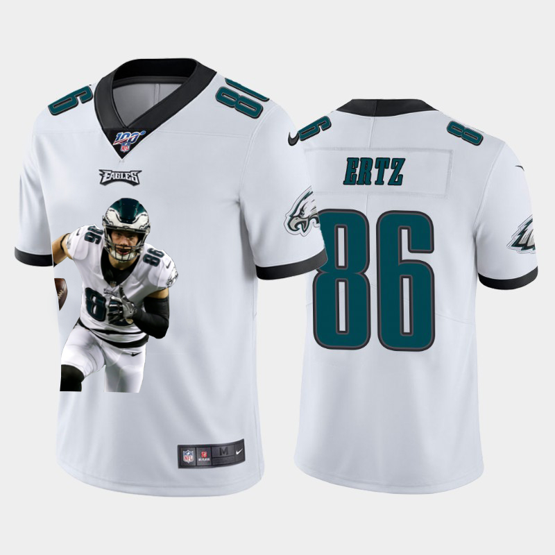 Personalized Eagles 86 Zach Ertz White Player Name Logo 100th Season Untouchable Limited Jersey