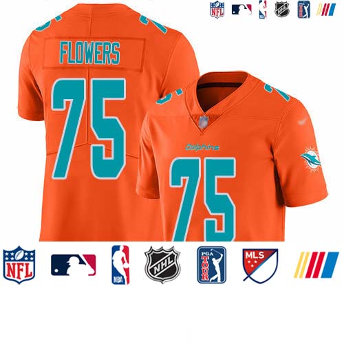 Personalized Dolphins #75 Ereck Flowers Orange Men’s Stitched NFL Limited Inverted Legend Jersey