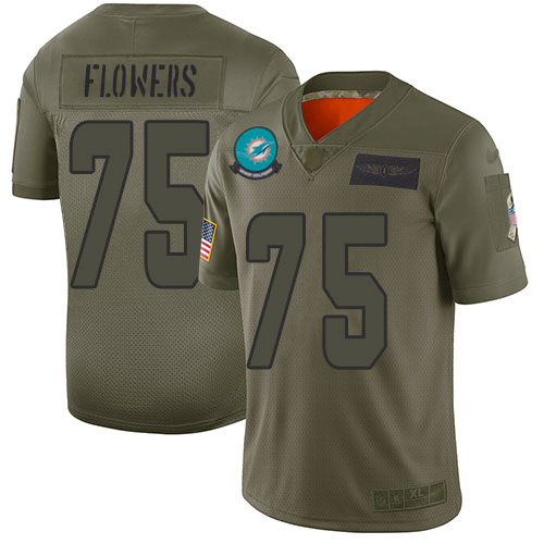 Personalized Dolphins #75 Ereck Flowers Camo Men’s Stitched NFL Limited 2019 Salute To Service Jersey