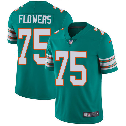 Personalized Dolphins #75 Ereck Flowers Aqua Green Alternate Men’s Stitched NFL Untouchable Limited Jersey