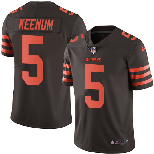 Personalized Browns #5 Case Keenum Brown Men’s Stitched NFL Limited Rush Jersey
