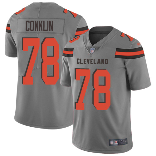 Personalized Browns #78 Jack Conklin Gray Men’s Stitched NFL Limited Inverted Legend Jersey