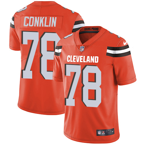 Personalized Browns #78 Jack Conklin Orange Alternate Men’s Stitched NFL Untouchable Limited Jersey