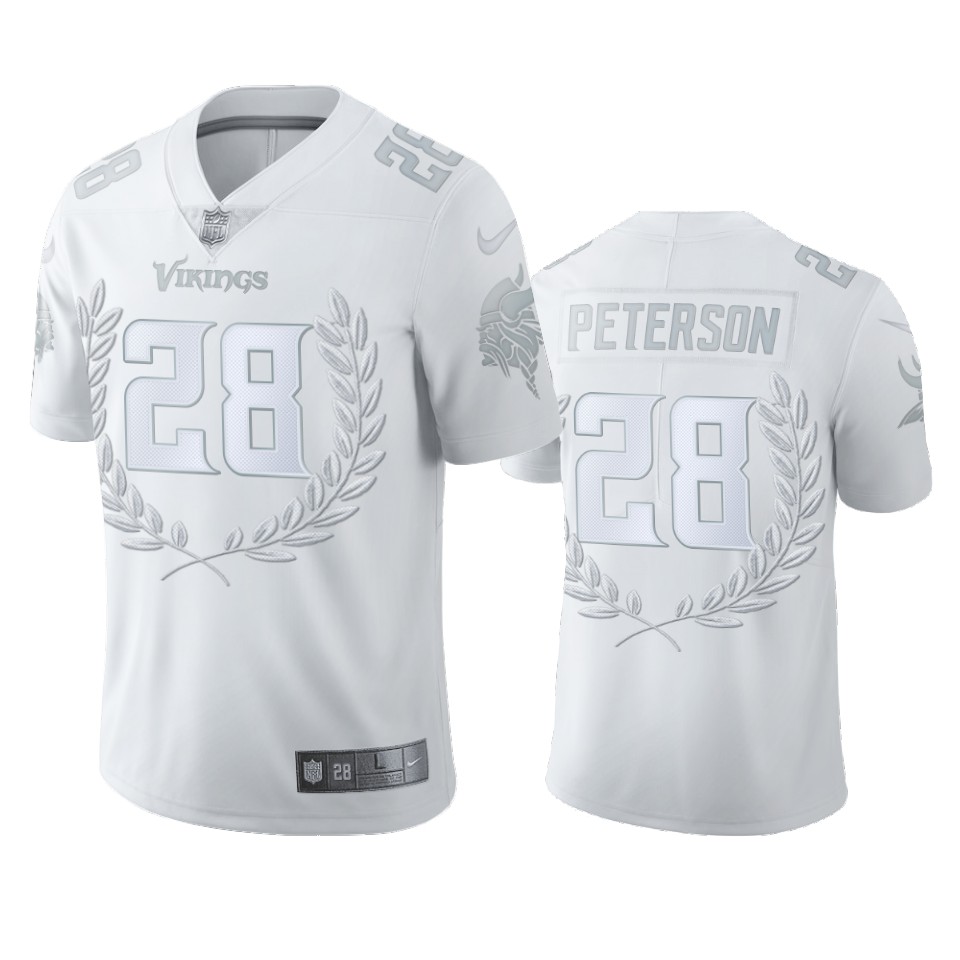 Personalized Minnesota Vikings #28 Adrian Peterson Men”s Platinum NFL MVP Limited Edition Jersey