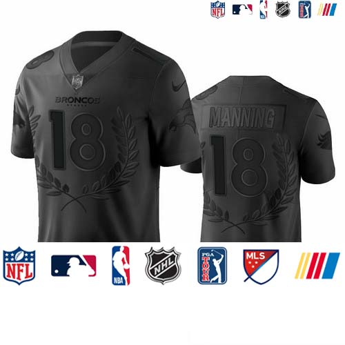 Personalized Denver Broncos #18 Peyton Manning Men’s Black NFL MVP Limited Edition Jersey