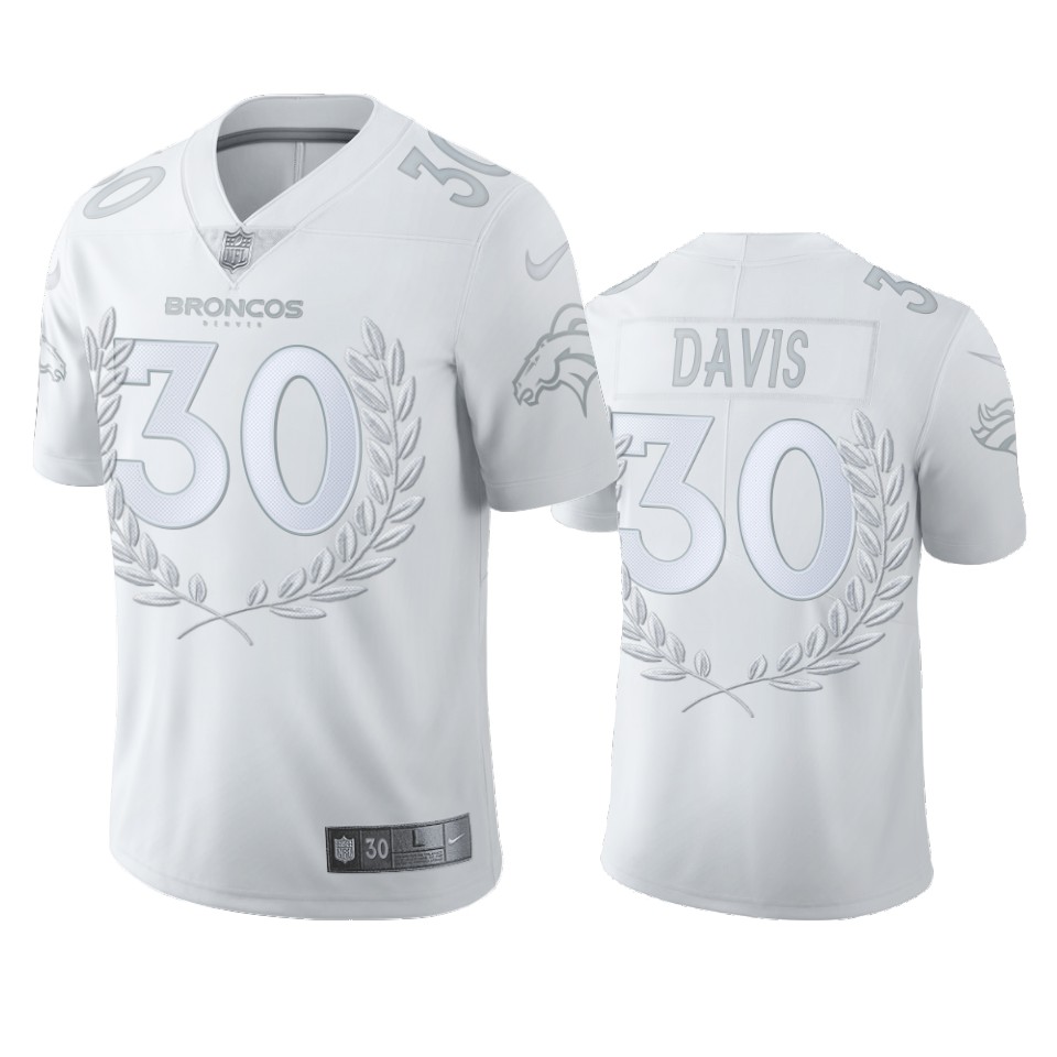 Personalized Denver Broncos #30 Terrell Davis Men”s Platinum NFL MVP Limited Edition Jersey