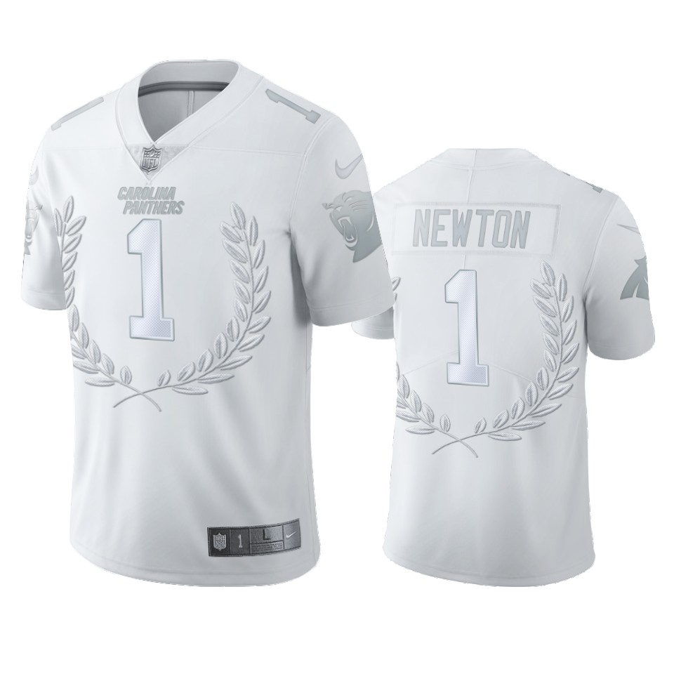 Personalized Carolina Panthers #1 Cam Newton Men”s Platinum NFL MVP Limited Edition Jersey