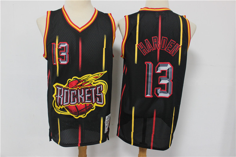 Personalized Rockets 13 James Harden Black Hardwood Classics Jersey
