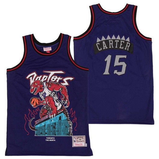 Personalized Raptors 15 Vince Carter Purple Hardwood Classics Skull Edition Jersey