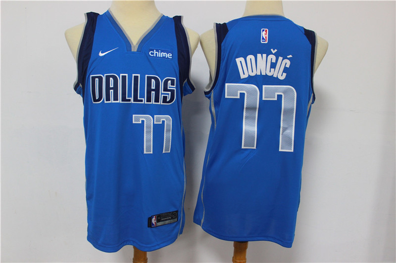Personalized Mavericks 77 Luka Doncic Blue Swingman Jersey