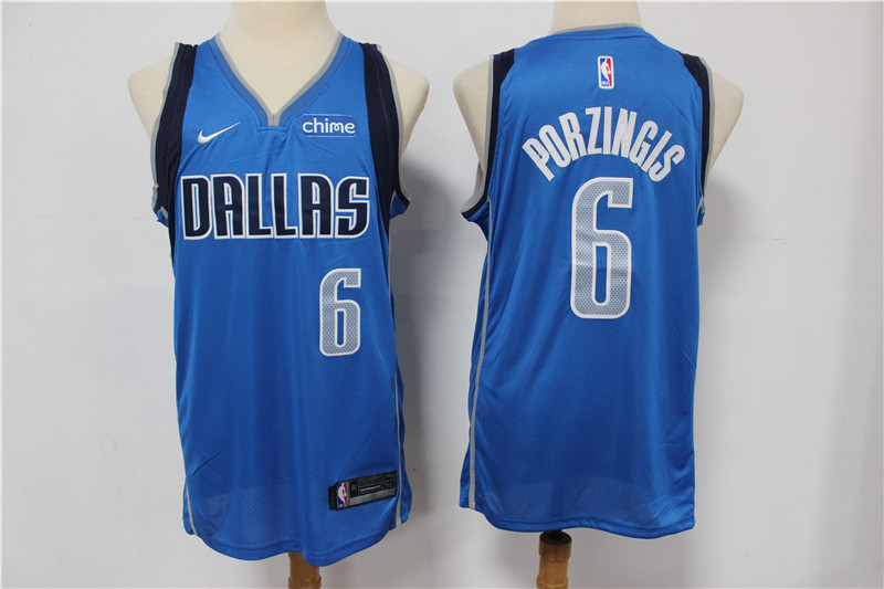 Personalized Mavericks 6 Kristaps Porzingis Blue Swingman Jersey