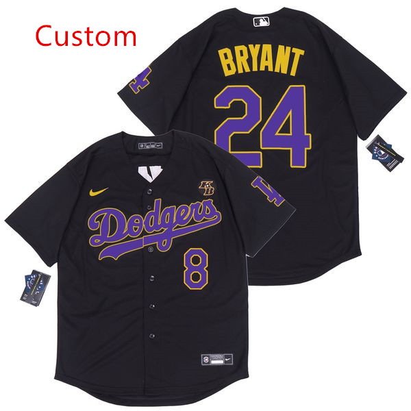 Personalized Custom Dodgers Black Purple Number Jersey