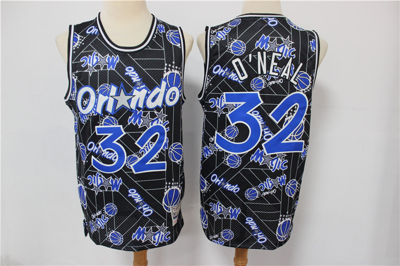 Personalized Magic 32 Shaquille O’Neal Black Tear Up Pack Hardwood Classics Swingman Jersey