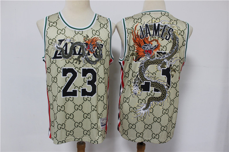 Personalized Lakers 23 Lebron James Gray Swingman Jersey