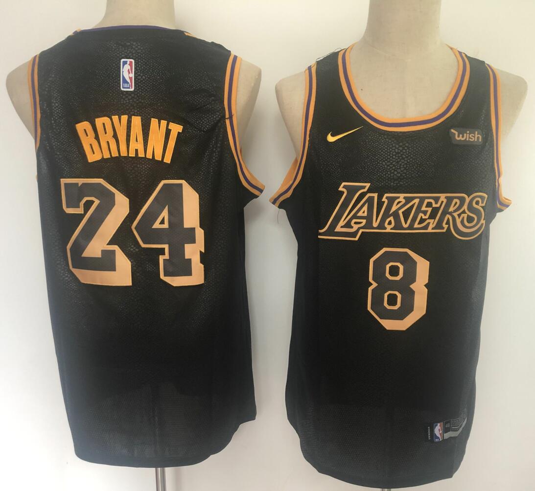 Personalized Lakers 8 & 24 Kobe Bryant Black City Edition Swingman Jersey