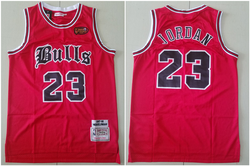 Personalized Bulls 23 Michael Jordan Red 1997 NBA Finals Patch 1997-98 Hardwood Classics Jersey