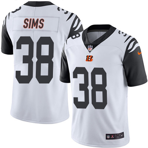 Personalized Bengals #38 LeShaun Sims White Men’s Stitched NFL Limited Rush Jersey