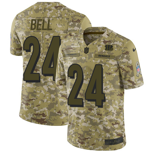 Personalized Bengals #24 Vonn Bell Camo Men’s Stitched NFL Limited 2018 Salute To Service Jersey