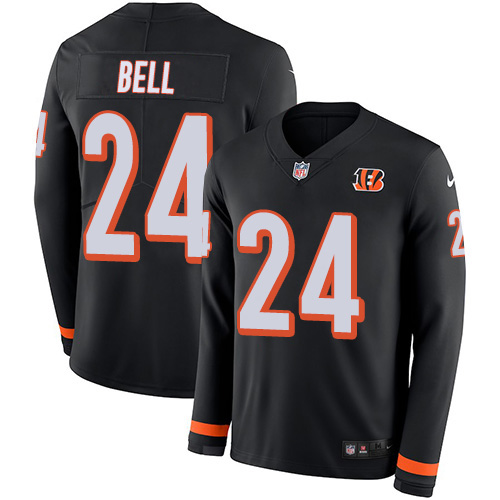 Personalized Bengals #24 Vonn Bell Black Team Color Men’s Stitched NFL Limited Therma Long Sleeve Jersey
