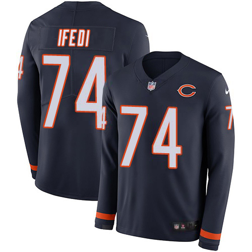 Personalized Bears #74 Germain Ifedi Navy Blue Team Color Men’s Stitched NFL Limited Therma Long Sleeve Jersey