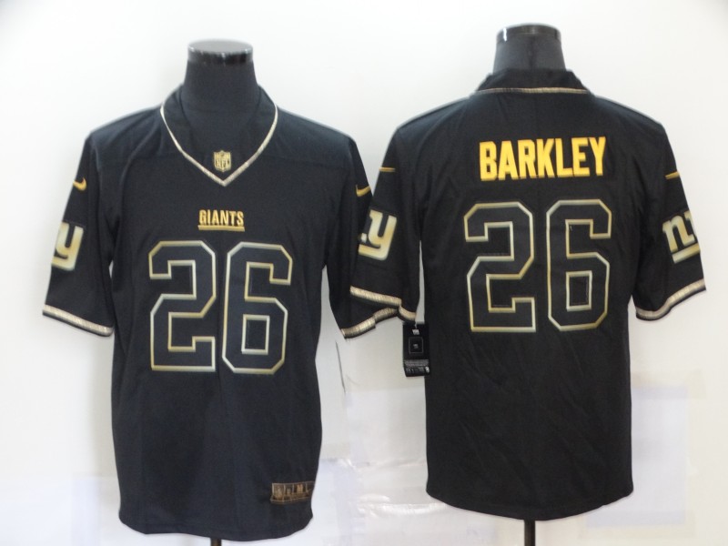 Personalized Giants 26 Saquon Barkley Black Gold Untouchable Limited Jersey
