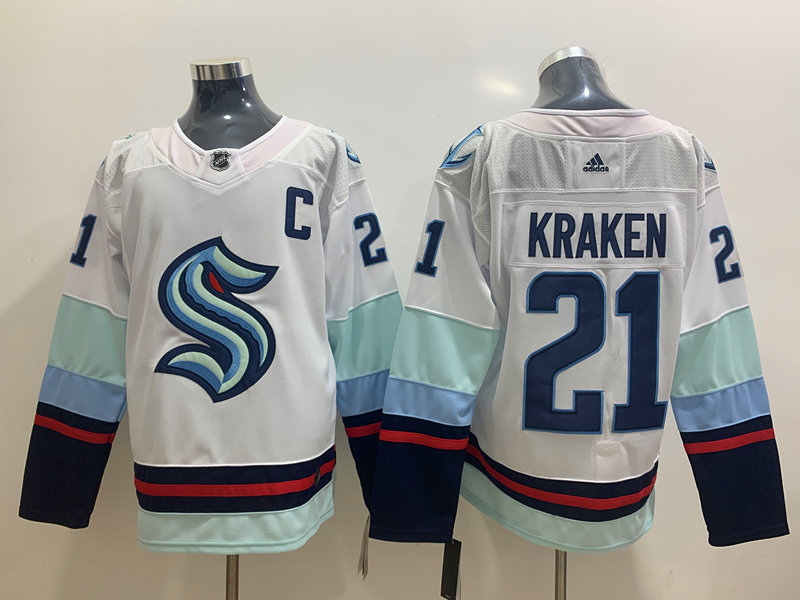 Personalized Seattle Kraken 21 Kraken White Jersey