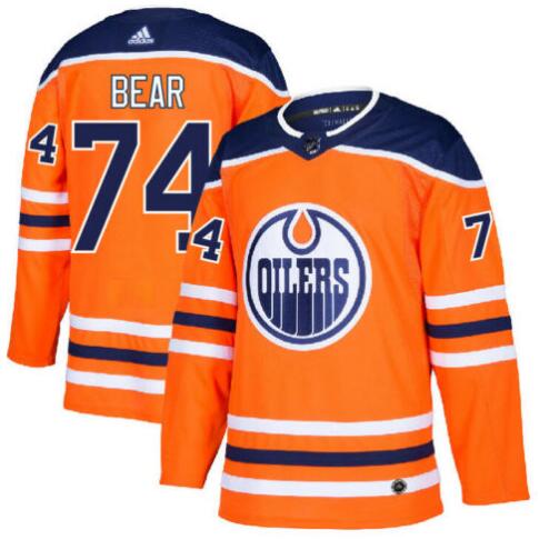 Personalized Oilers 74 Ethan Bear Orange Jersey
