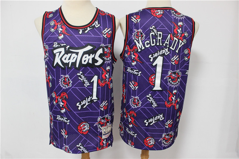 Personalized Raptors 1 Tracy McGrady Purple Tear Up Pack Hardwood Classics Swingman Jersey