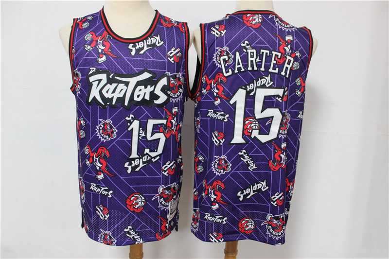 Personalized Raptors 15 Vince Carter Purple Tear Up Pack Hardwood Classics Swingman Jersey