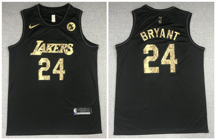 Personalized Lakers 24 Kobe Bryant Black Commemorative Swingman Jersey