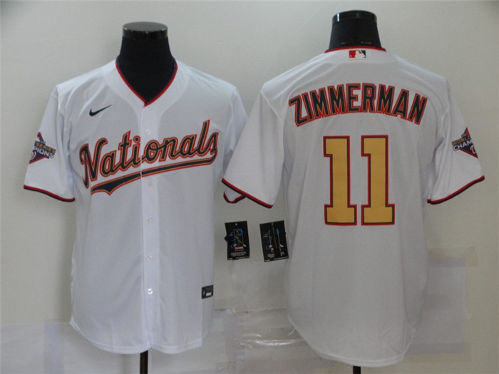 Personalized Nationals 11 Ryan Zimmerman White Gold 2020 Gold Program Cool Base Jersey