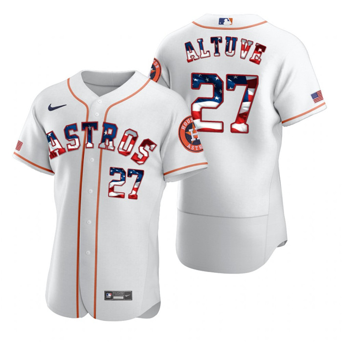 Personalized Astros 27 Jose Altuve White USA Flag Fashion Cool Base Jersey