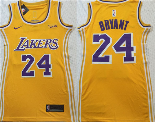 Personalized Lakers 24 Kobe Bryant Yellow Women Swingman Jersey