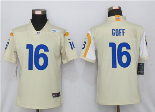 Personalized Women Rams 16 Jared Goff Bone 2020 New Untouchable Limited Jersey